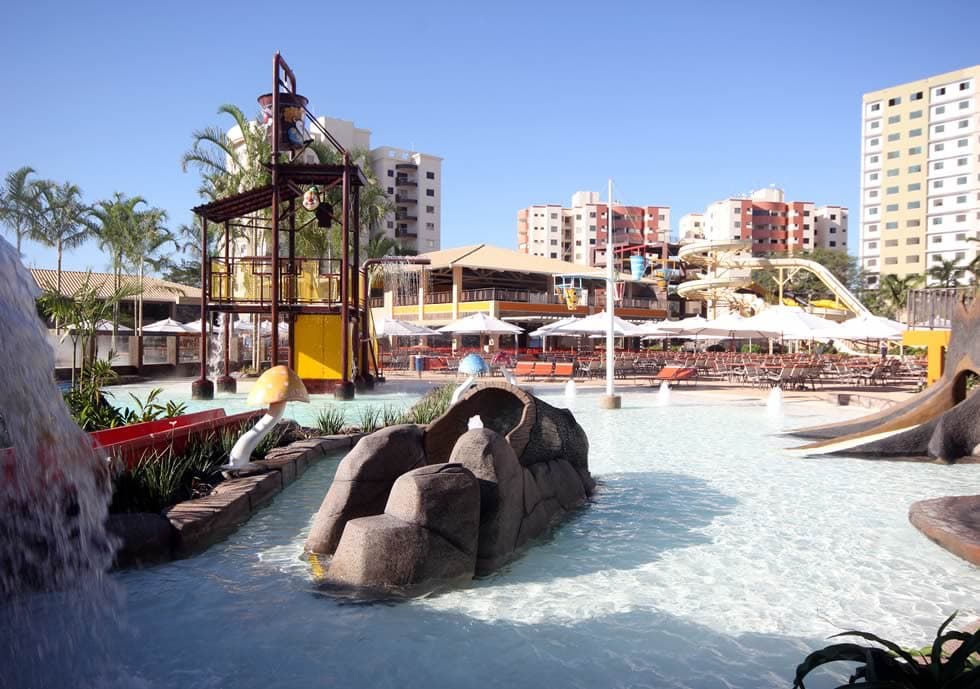 Coqueiros e vegetação que decoram o ambiente do Water Park.